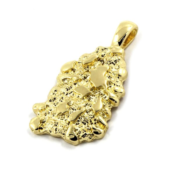 14k Gold Nugget 24" Figaro Chain + Pendant - Picture 3 of 4
